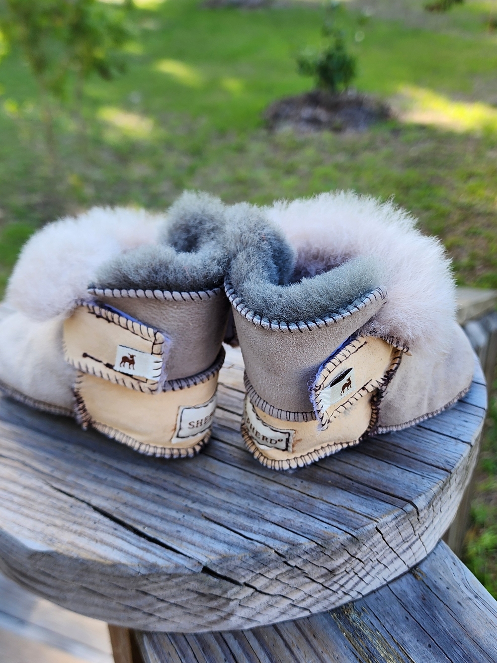 Kids Shearling Lined Booties in Light Taupe